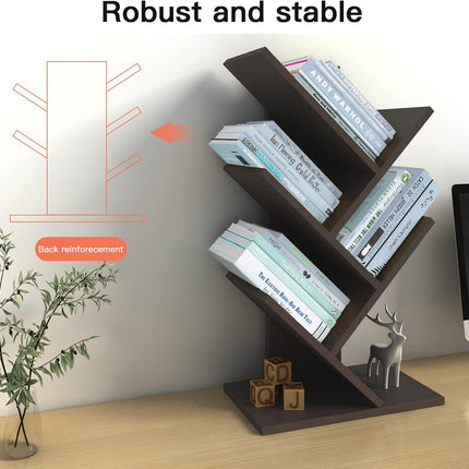 CARLA HOME 5-Tier Tree Bookshelf Storage Rack for Home Office or Bedroom (Black)-1978962255487832069
