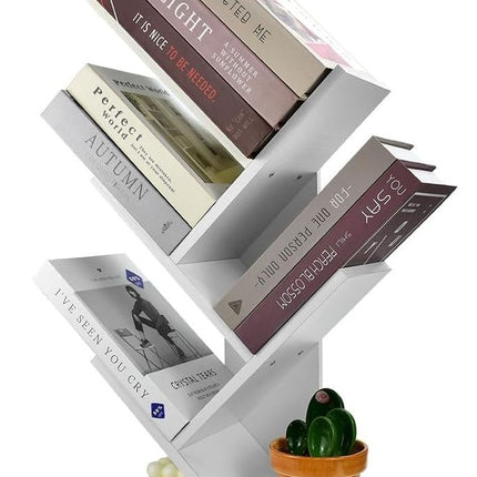 CARLA HOME 5-Tier Tree Bookshelf Storage Rack for Home Office or Bedroom (White)-1978962255659798537