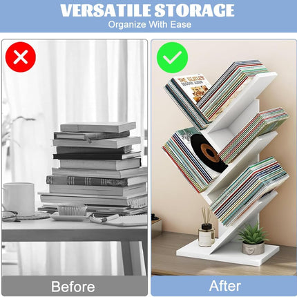 CARLA HOME 5-Tier Tree Bookshelf Storage Rack for Home Office or Bedroom (White)-1978962255659798530