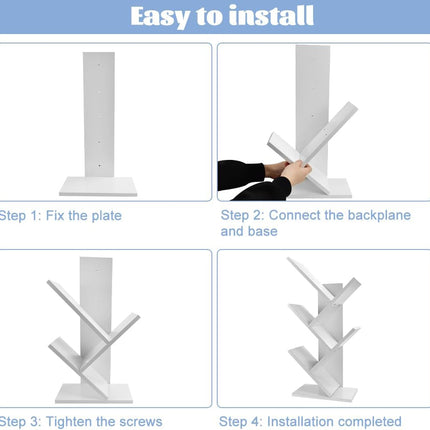 CARLA HOME 5-Tier Tree Bookshelf Storage Rack for Home Office or Bedroom (White)-1978962255659798535