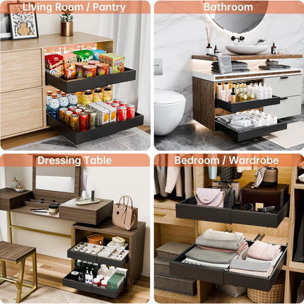 CARLA HOME Pack Pull Out Cabinet Organizer Expandable for Cabinets with Adjustable Slide Out Shelves and Easy Installation (Black)-1978962256163115012