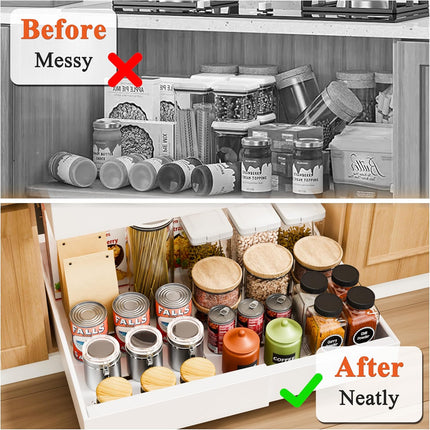 CARLA HOME Pack Pull Out Cabinet Organizer Expandable for Cabinets with Adjustable Slide Out Shelves and Easy Installation (White)-1978962256330887171