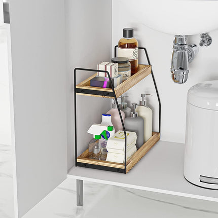 CARLA HOME 2-Tier Wooden Coffee Station Rack Organizer for Coffee Bar, Condiments, Syrups, Storage Jars & Spice Storage Shelf-1978962256662237191