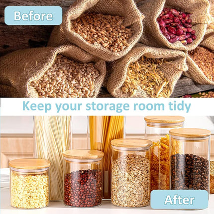 CARLA HOME 6 Pack Glass Storage Jars with Bamboo Lids for Kitchen Pantry, Pasta, Snacks, Cookies, Candy & More-1978962257010364422