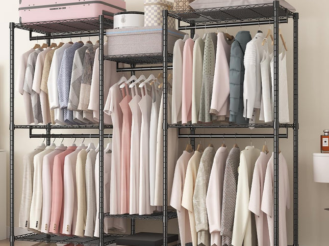CARLA HOME Heavy Duty Clothing Garment Rack Organizer with Hanging Rods & Storage Shelves for Clothes, Shoes & Wardrobe-1978962257182330882