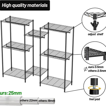 CARLA HOME Heavy Duty Clothing Garment Rack Organizer with Hanging Rods & Storage Shelves for Clothes, Shoes & Wardrobe-1978962257182330883