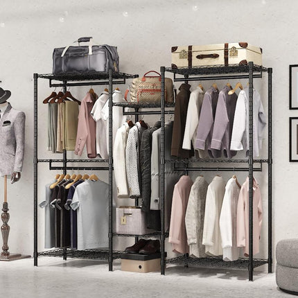 CARLA HOME Heavy Duty Clothing Garment Rack Organizer with Hanging Rods & Storage Shelves for Clothes, Shoes & Wardrobe-1978962257182330888