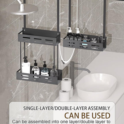 CARLA HOME Over the Door 2-tier Shower Caddy Organizer Shelf with Hooks for Bathroom-1978962257358491650
