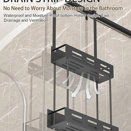 CARLA HOME Over the Door 2-tier Shower Caddy Organizer Shelf with Hooks for Bathroom-1978962257358491652