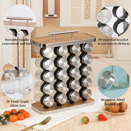 CARLA HOME 20-Jar Spice Rack Organizer Storage for Kitchen Countertop or Cabinet-1978962257857613826