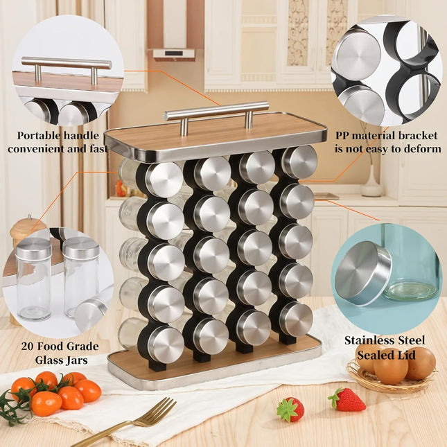 CARLA HOME 20-Jar Spice Rack Organizer Storage for Kitchen Countertop or Cabinet-1978962257857613826