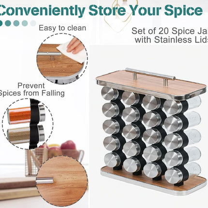 CARLA HOME 20-Jar Spice Rack Organizer Storage for Kitchen Countertop or Cabinet-1978962257857613827