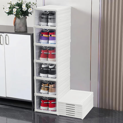 CARLA HOME 6-Tier Stackable Shoe Storage Box Organizer with Clear Door for Closet, Entryway or Cabinet-1978962258025385984