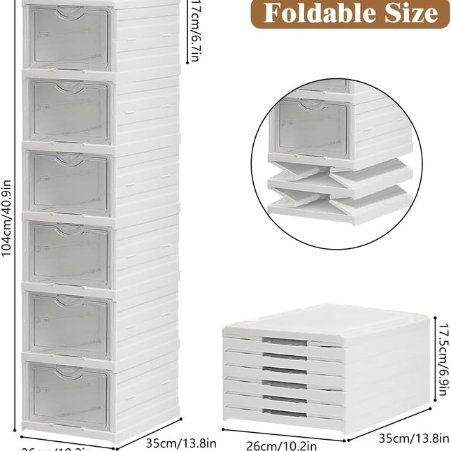 CARLA HOME 6-Tier Stackable Shoe Storage Box Organizer with Clear Door for Closet, Entryway or Cabinet-1978962258025385985