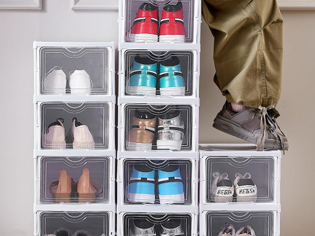 CARLA HOME 6-Tier Stackable Shoe Storage Box Organizer with Clear Door for Closet, Entryway or Cabinet-1978962258025385986