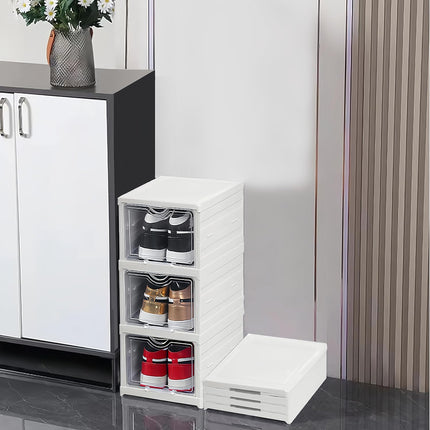 CARLA HOME 3-Tier Stackable Shoe Storage Box Organizer with Clear Door for Closet, Entryway or Cabinet-1978962258197352448
