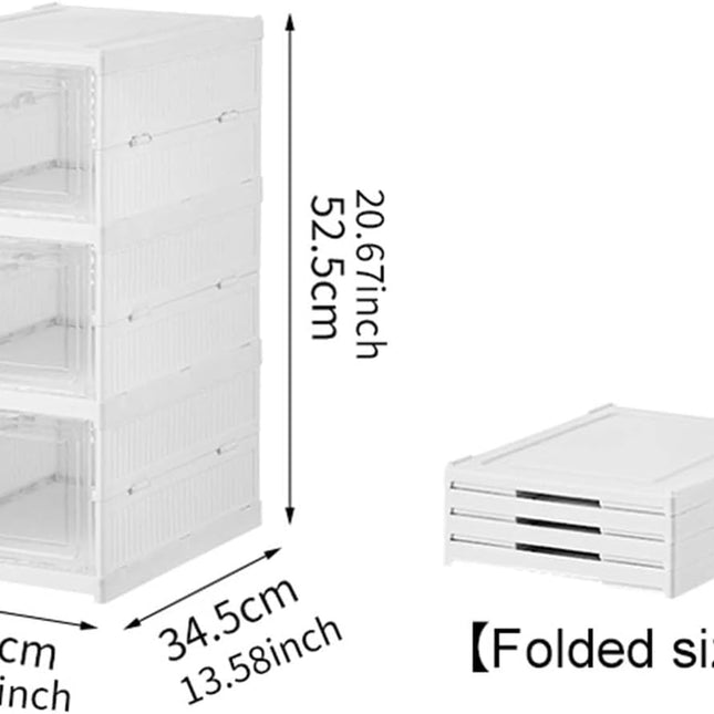 CARLA HOME 3-Tier Stackable Shoe Storage Box Organizer with Clear Door for Closet, Entryway or Cabinet-1978962258197352449