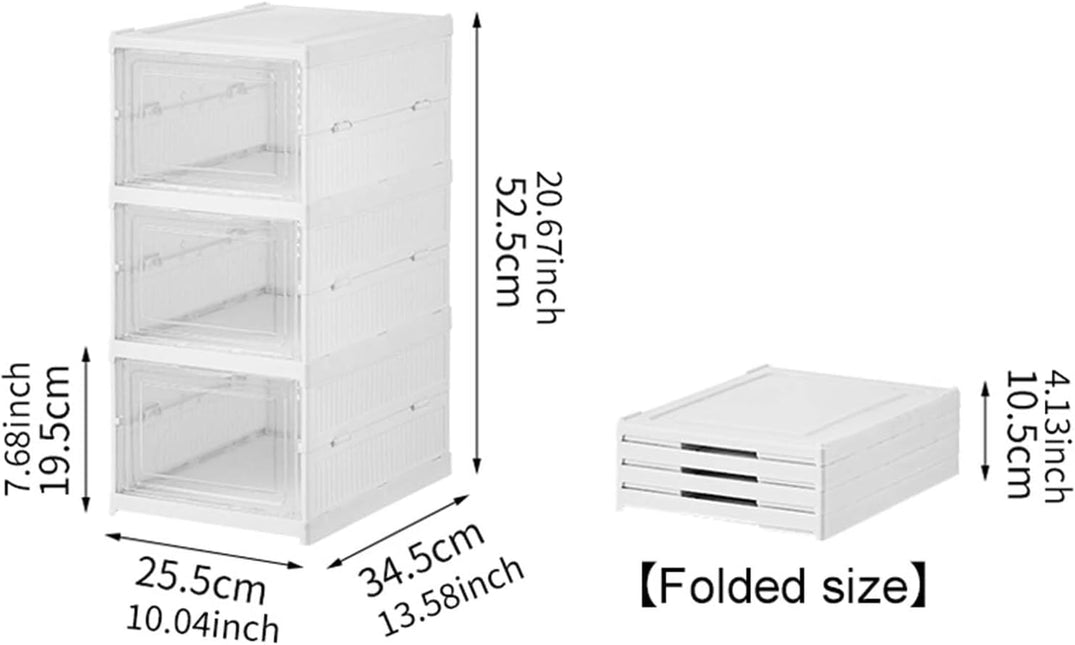 CARLA HOME 3-Tier Stackable Shoe Storage Box Organizer with Clear Door for Closet, Entryway or Cabinet-1978962258197352449