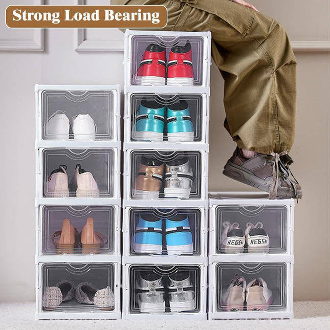 CARLA HOME 3-Tier Stackable Shoe Storage Box Organizer with Clear Door for Closet, Entryway or Cabinet-1978962258197352450