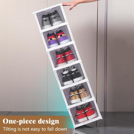 CARLA HOME 3-Tier Stackable Shoe Storage Box Organizer with Clear Door for Closet, Entryway or Cabinet-1978962258197352453