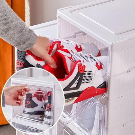 CARLA HOME 3-Tier Stackable Shoe Storage Box Organizer with Clear Door for Closet, Entryway or Cabinet-1978962258197352455