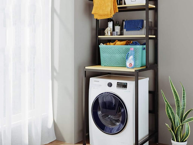 CARLA HOME 3-Tier Over Washing Machine Storage Rack Laundry Shelf Organizer for Bathroom or Toilet (Black)-1978962259434672129