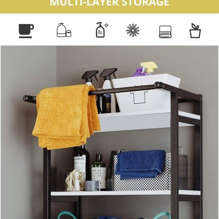 CARLA HOME 3-Tier Over Washing Machine Storage Rack Laundry Shelf Organizer for Bathroom or Toilet (Black)-1978962259434672131