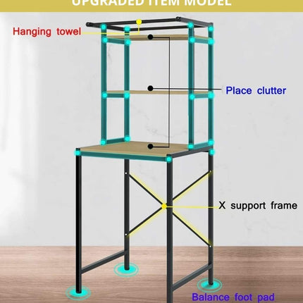 CARLA HOME 3-Tier Over Washing Machine Storage Rack Laundry Shelf Organizer for Bathroom or Toilet (Black)-1978962259434672133