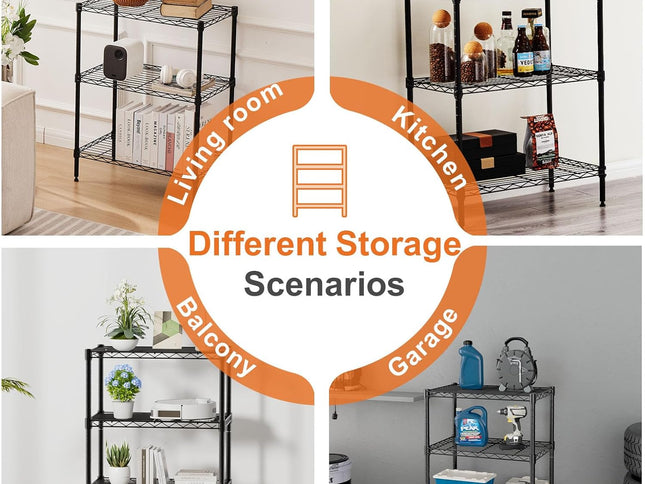 CARLA HOME 3-Tier Adjustable Metal Storage Shelves Wire Rack Organizer for Kitchen, Pantry, Bathroom or Laundry Room (45cm W x 40cm D x 103cm H)-1978962259766022146