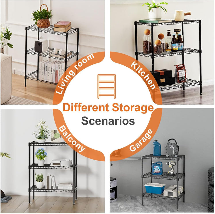 CARLA HOME 3-Tier Adjustable Metal Storage Shelves Wire Rack Organizer for Kitchen, Pantry, Bathroom or Laundry Room (45cm W x 40cm D x 103cm H)-1978962259766022146