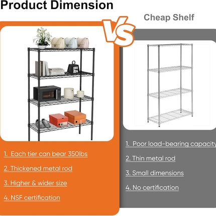 CARLA HOME 4-Tier Adjustable Metal Storage Shelves Wire Rack Organizer for Kitchen, Pantry, Bathroom or Laundry Room (60cm W x 40cm D x 140 cm H)-1978962259929600003