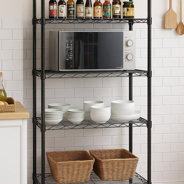 CARLA HOME 5-Tier Adjustable Metal Storage Shelves Wire Rack Organizer for Kitchen, Pantry, Bathroom or Laundry Room (60cm W x 40cm D x 145cm H)-1978962260097372161