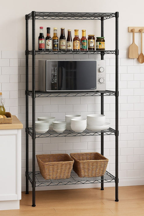 CARLA HOME 5-Tier Adjustable Metal Storage Shelves Wire Rack Organizer for Kitchen, Pantry, Bathroom or Laundry Room (60cm W x 40cm D x 145cm H)-1978962260097372161