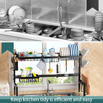 CARLA HOME Adjustable Over the Sink Dish Drying Rack with Utensil Holder, Hooks & Cutting Board Rack for Kitchen Counter Storage-1978962260260950022