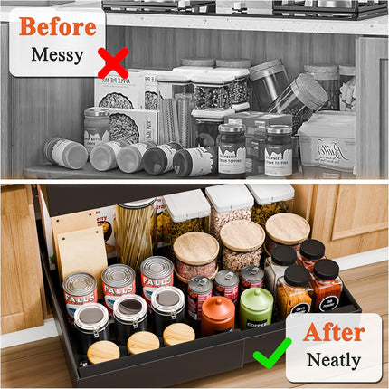 CARLA HOME 2 Pack Pull Out Cabinet Organizer Expandable for Cabinets with Adjustable Slide Out Shelves and Easy Installation (Black)-1978962260428722179
