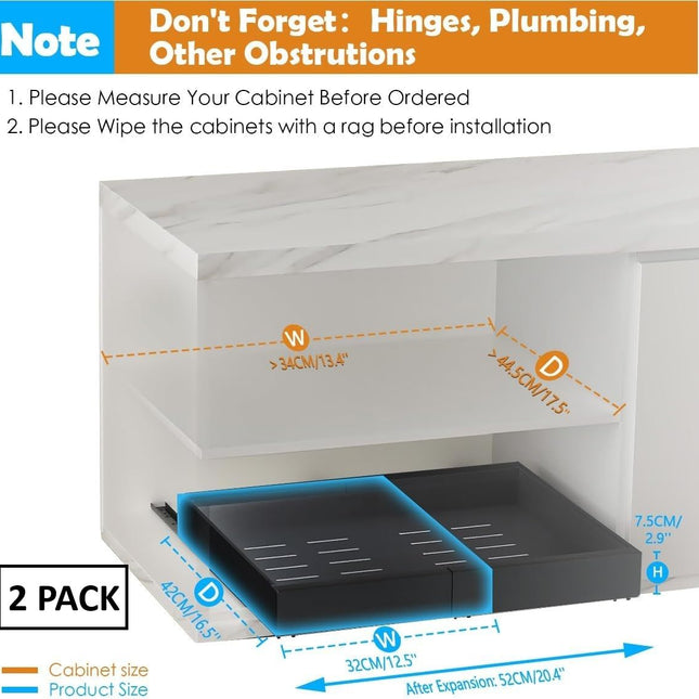CARLA HOME 2 Pack Pull Out Cabinet Organizer Expandable for Cabinets with Adjustable Slide Out Shelves and Easy Installation (Grey)-1978962260596494337