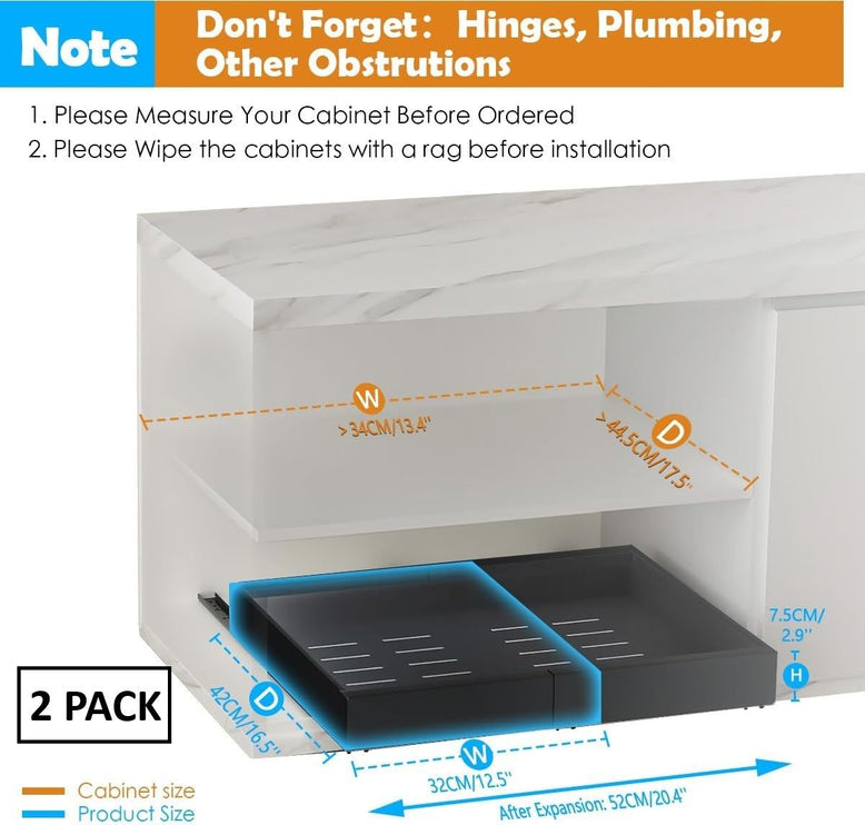 CARLA HOME 2 Pack Pull Out Cabinet Organizer Expandable for Cabinets with Adjustable Slide Out Shelves and Easy Installation (Grey)-1978962260596494337