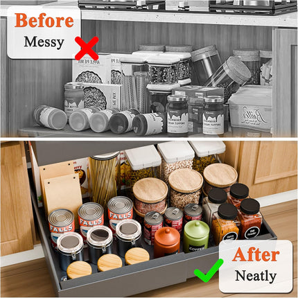 CARLA HOME 2 Pack Pull Out Cabinet Organizer Expandable for Cabinets with Adjustable Slide Out Shelves and Easy Installation (Grey)-1978962260596494339