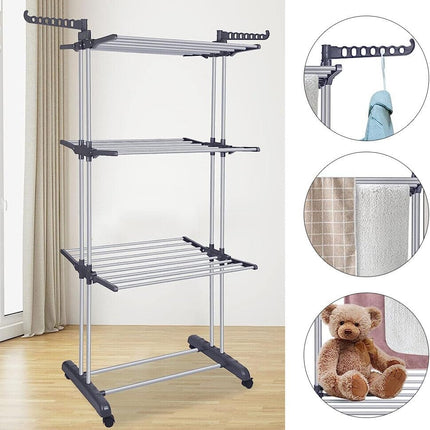 CARLA HOME Folding Clothes Drying Rack with Wheels and Adjustable Side Wings for Laundry Rack and Clothes Storage (Upgraded Model)-1978962261296943108