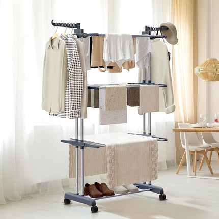 CARLA HOME Folding Clothes Drying Rack with Wheels and Adjustable Side Wings for Laundry Rack and Clothes Storage (Upgraded Model)-1978962261296943112