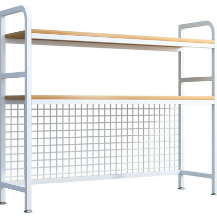 CARLA HOME  2-Tier Metal Desktop Hutch Bookshelf with Grid Panel for Computer Desk and Office Countertop-1978962261632487433