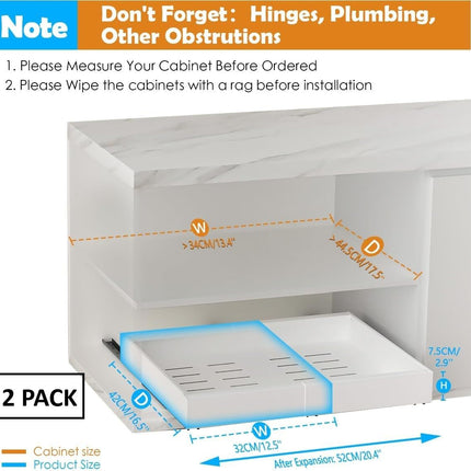 CARLA HOME 2 Pack Pull Out Cabinet Organizer Expandable for Cabinets with Adjustable Slide Out Shelves and Easy Installation (White)-1978962261800259585