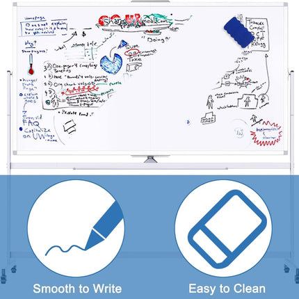 CARLA HOME Double-Sided Magnetic Whiteboard 120x90cm with Wheels, Reversible Design for School, Office & Home-1978962261968031749