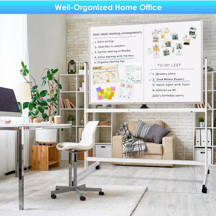 CARLA HOME Double-Sided Magnetic Whiteboard 120x90cm with Wheels, Reversible Design for School, Office & Home-1978962261968031750