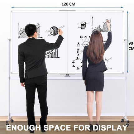 CARLA HOME Double-Sided Magnetic Whiteboard 120x90cm with Wheels, Reversible Design for School, Office & Home-1978962261968031752