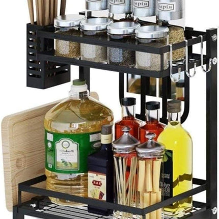 CARLA HOME 2-Tier Kitchen Spice Rack Organizer Storage Shelf for Condiments, Oil Bottles, Utensils, Cutting Board & More-1978962263649947648