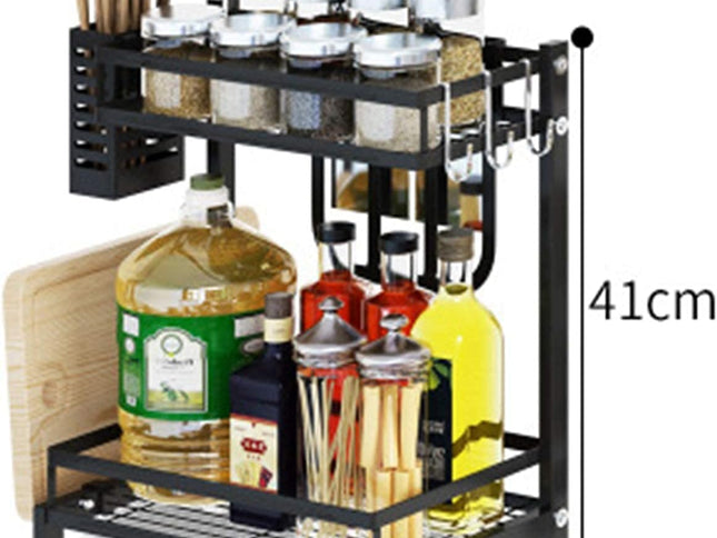 CARLA HOME 2-Tier Kitchen Spice Rack Organizer Storage Shelf for Condiments, Oil Bottles, Utensils, Cutting Board & More-1978962263649947650
