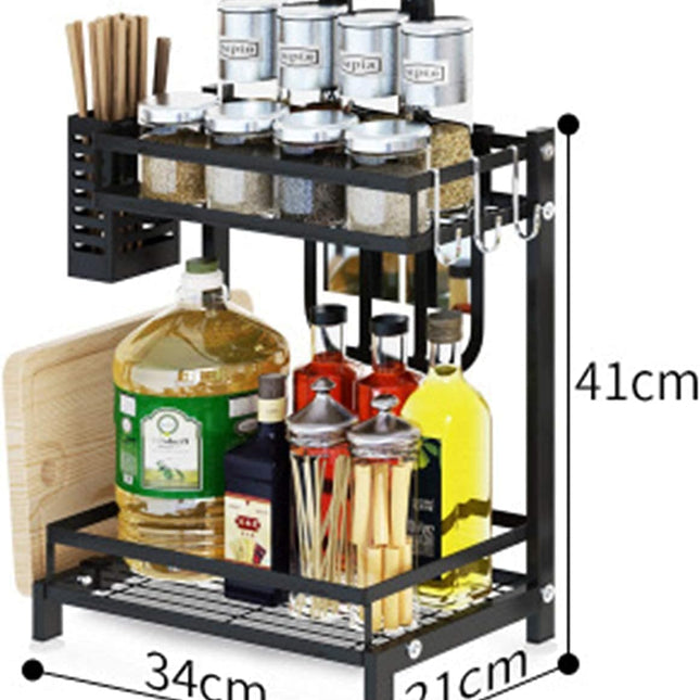CARLA HOME 2-Tier Kitchen Spice Rack Organizer Storage Shelf for Condiments, Oil Bottles, Utensils, Cutting Board & More-1978962263649947650