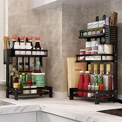 CARLA HOME 2-Tier Kitchen Spice Rack Organizer Storage Shelf for Condiments, Oil Bottles, Utensils, Cutting Board & More-1978962263649947656