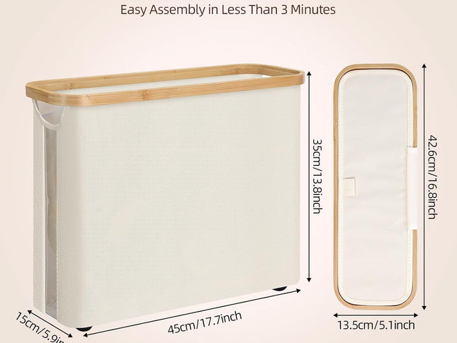 CARLA HOME 2 Pack Toilet Paper Storage Basket Holds Up to 12 Rolls with Bamboo Lid and Handle for RV Closet (White)-1978962263985491970